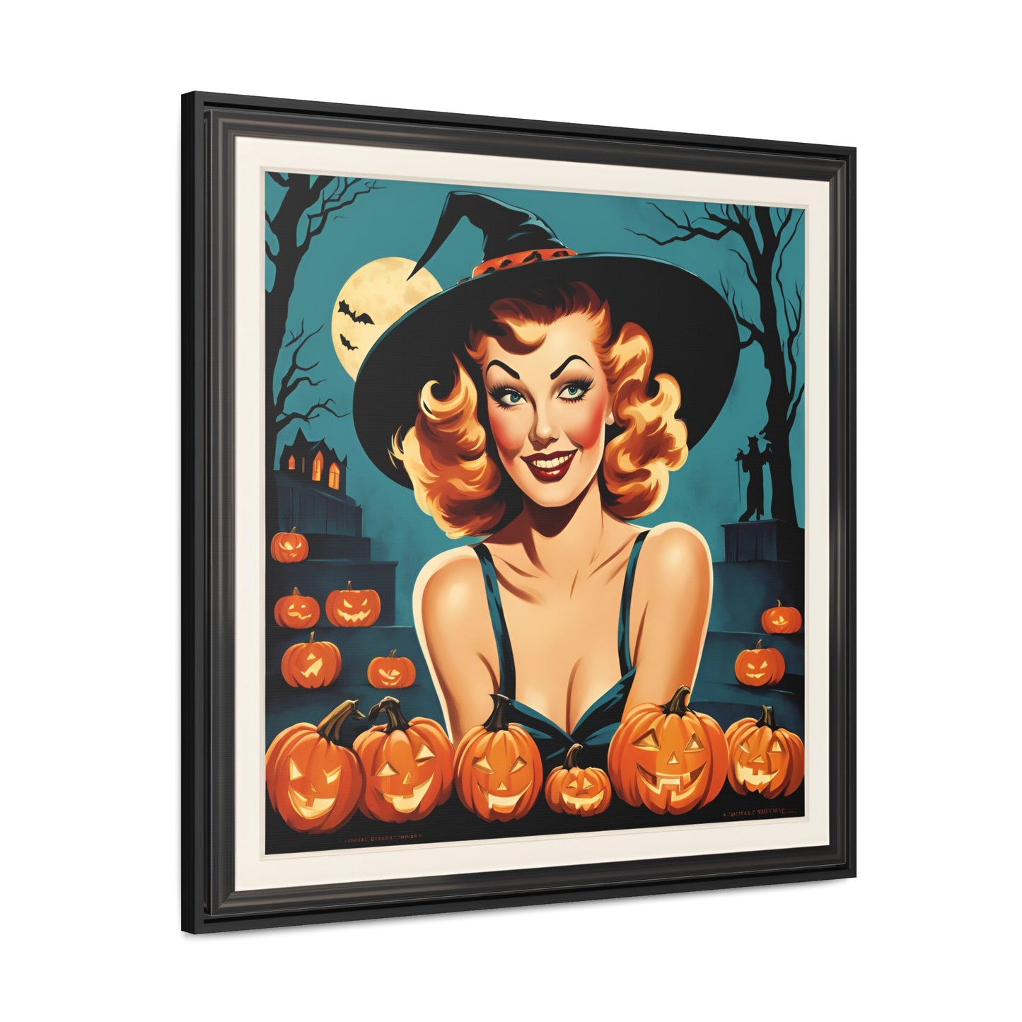 Halloween Pin Up Girl Wall Art on Canvas with Frame