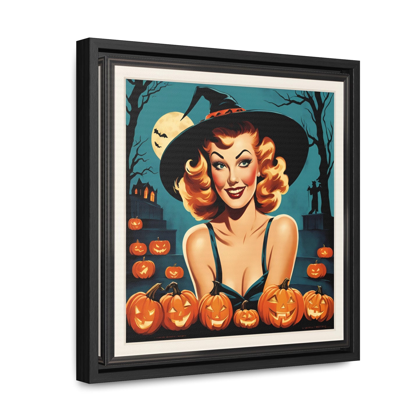 Halloween Pin Up Girl Wall Art on Canvas with Frame