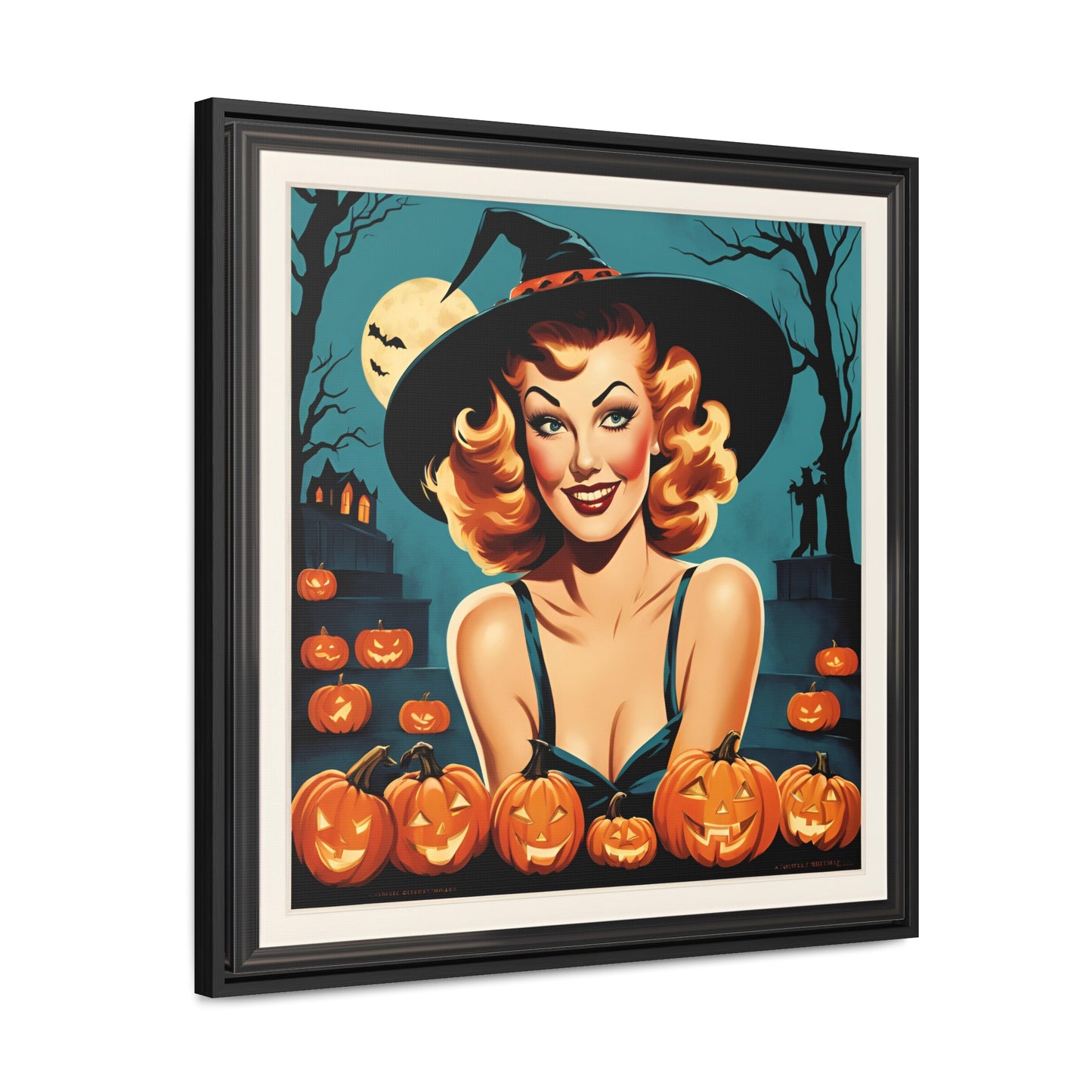 Halloween Pin Up Girl Wall Art on Canvas with Frame