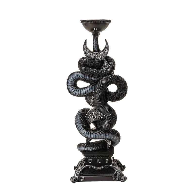 Triple Moon W/Black Serpent Candleholder