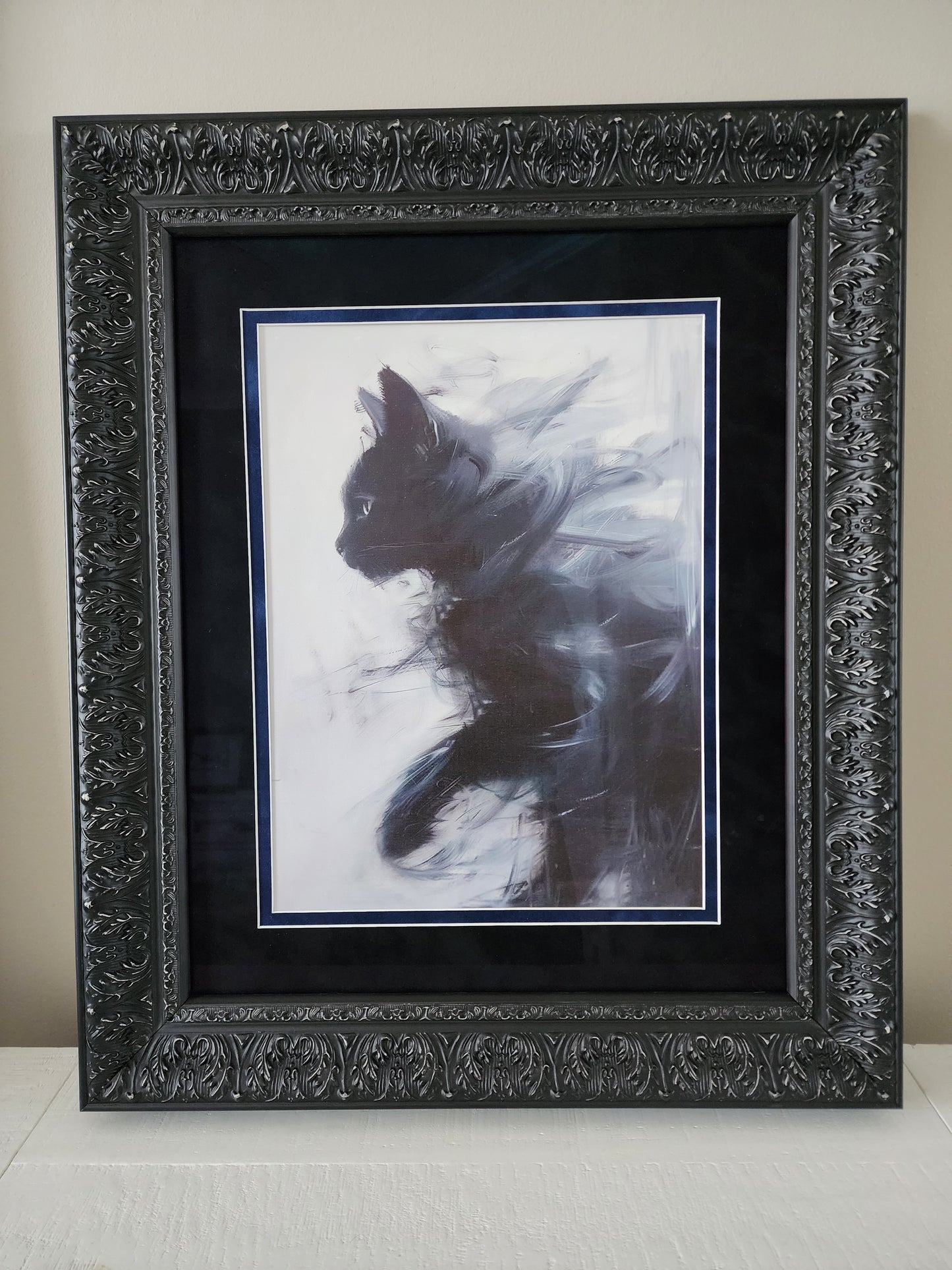 Ghostly Black Cat Custom Framed Print