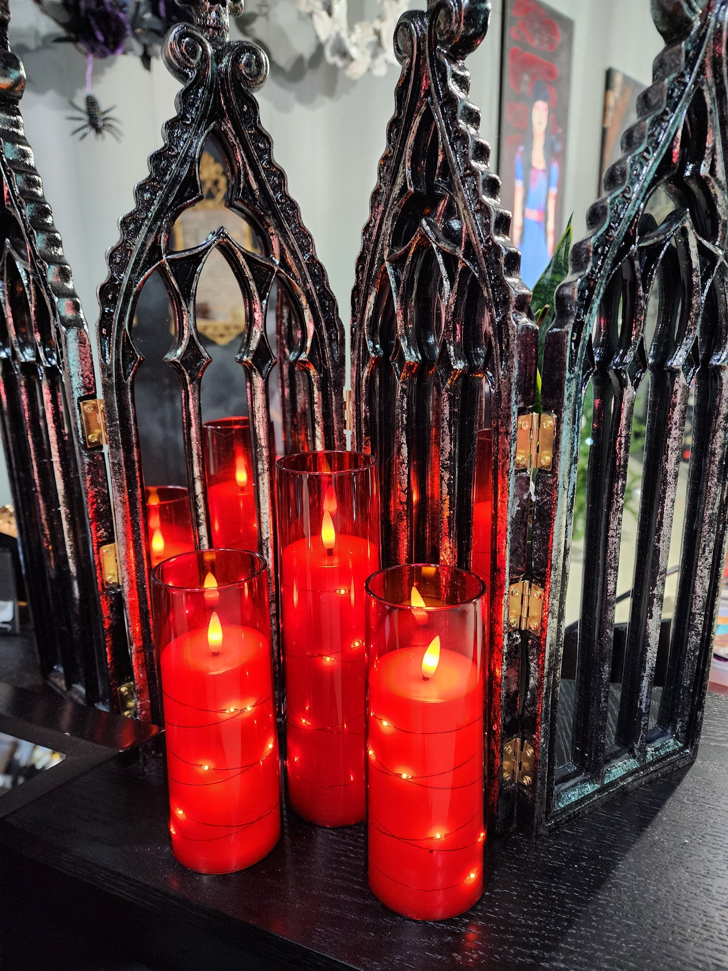 Red Sparkle Pillar Flameless Candles with Remote