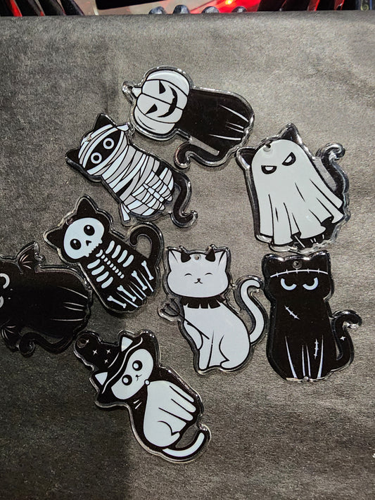 Black Cats, Skeleton Cats, Pumpkins Cats Charms Pendant