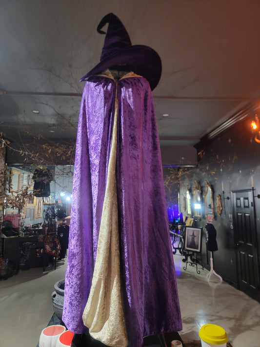 Hooded Cloak Reversable:  Purple / Gold