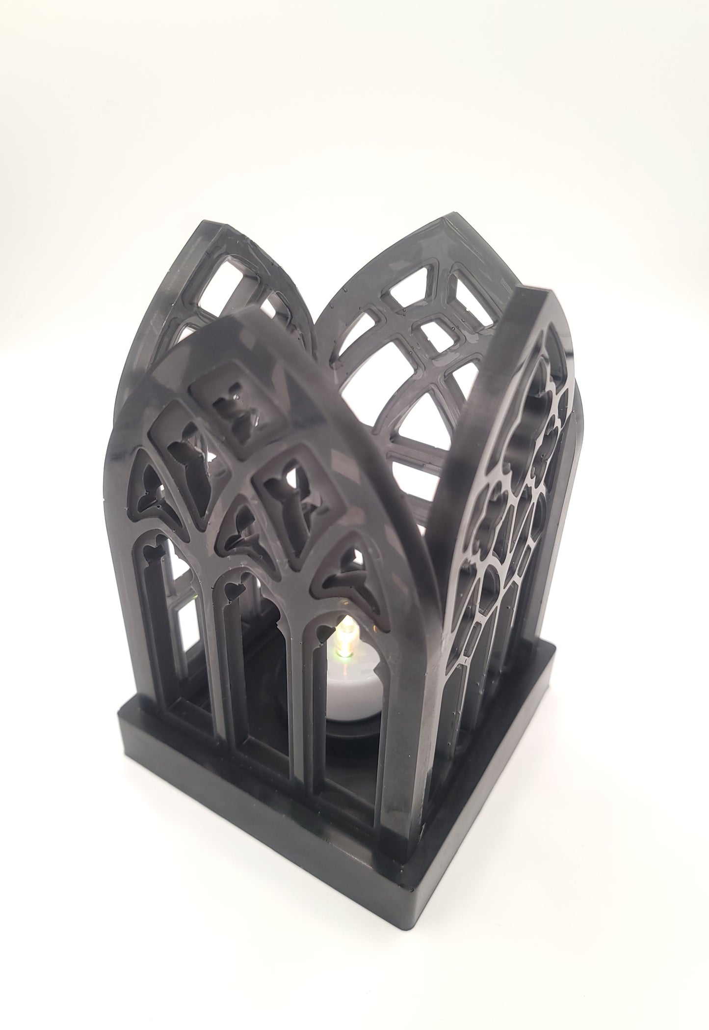 Handmade Black Cathedral Arch Tea Light Candle Holder