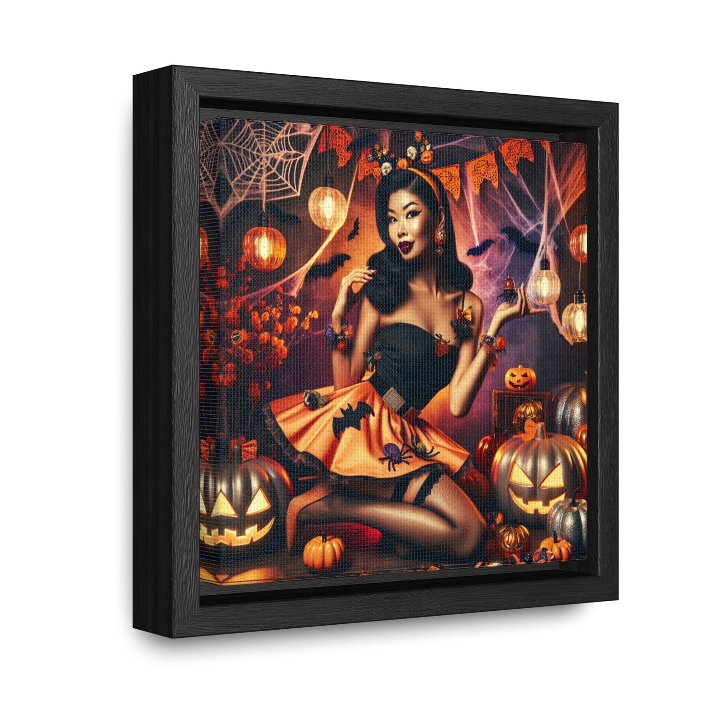 Halloween Pin Up Girl Wall Art on Canvas with Frame