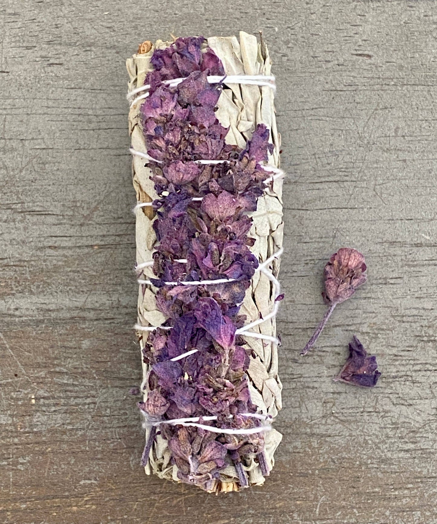 White Sage Lavender Flowers Smudge Stick