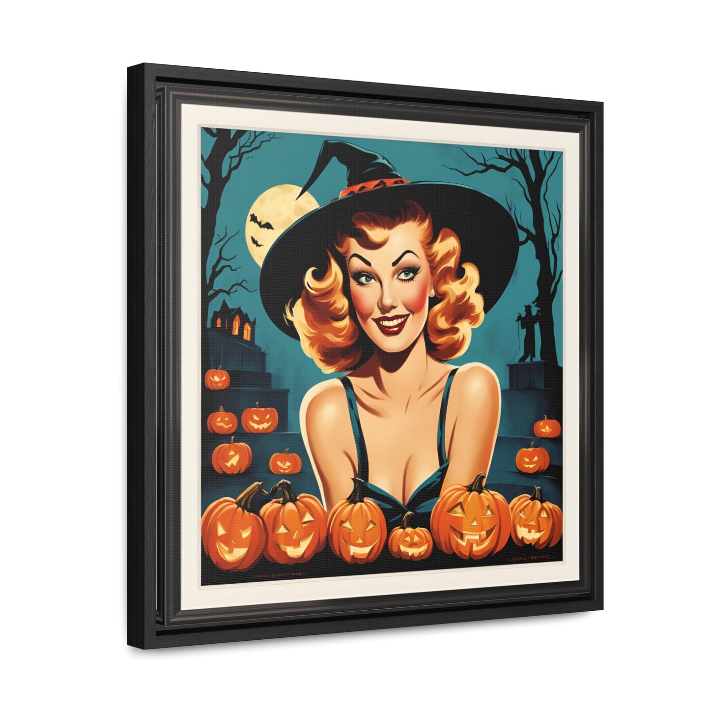 Halloween Pin Up Girl Wall Art on Canvas with Frame