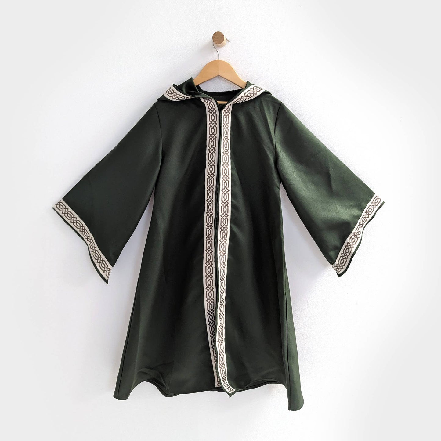 Celtic Robe | Medieval Sorcerer Cloak with Hood: Forest Green