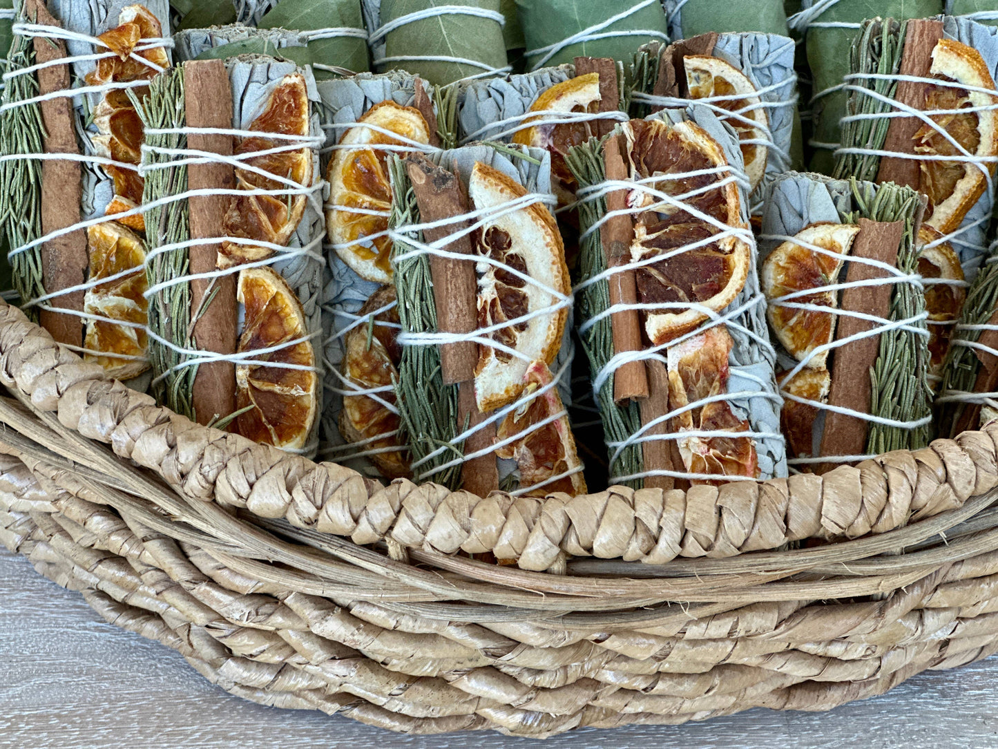 White Sage Sticks Orange Slices, Cinnamon & Rosemary