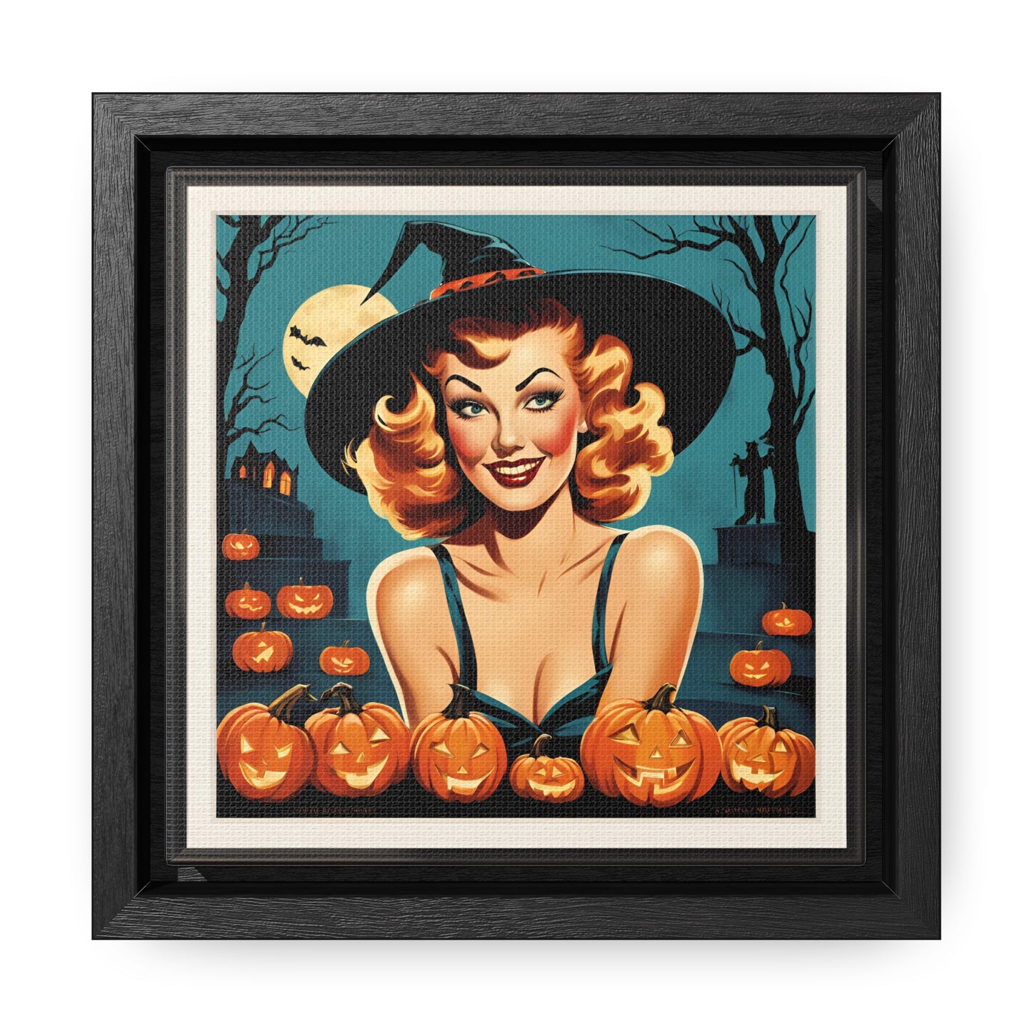 Halloween Pin Up Girl Wall Art on Canvas with Frame