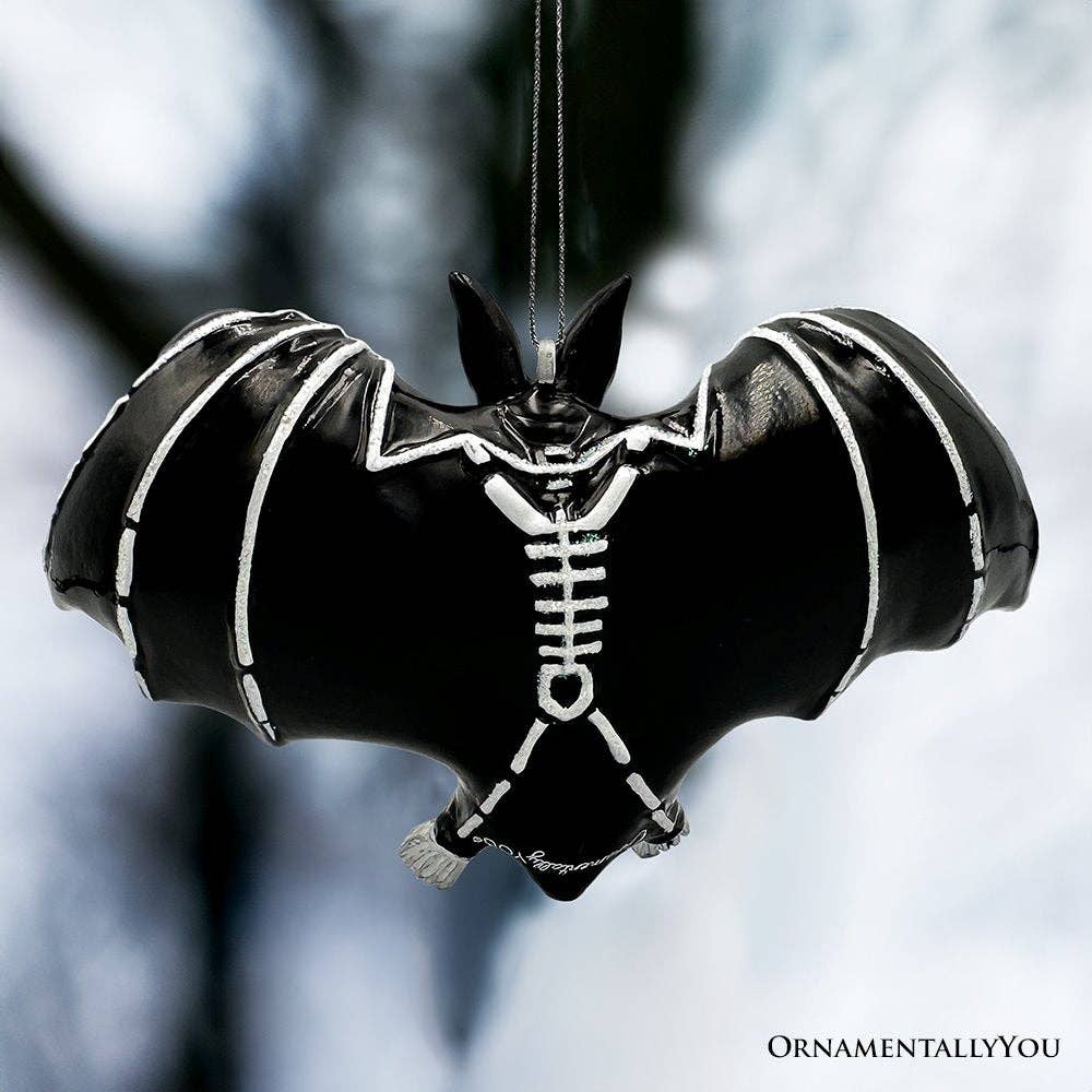 Gothic Bat Skeleton Handcrafted Glass Ornament