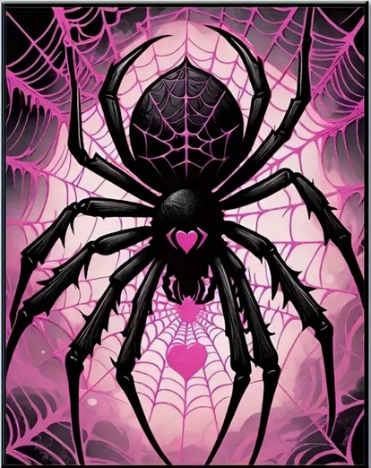 Spiderweb Pink Heart Diamond Art Painting Kit