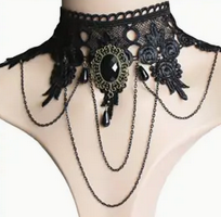 Vintage Goth Lace Choker Necklace