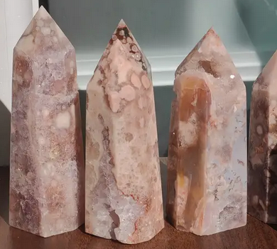 Cherry Blossom Agate Crystal Tower