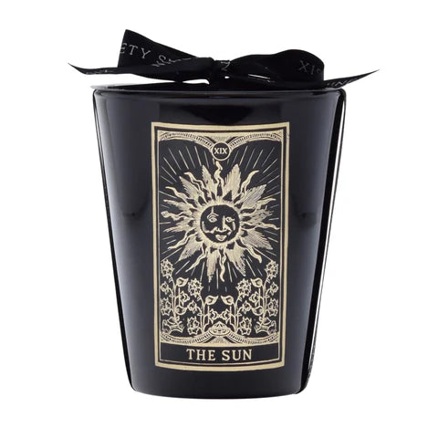 The Sun Tarot Onyx Rose Large Glass Candle