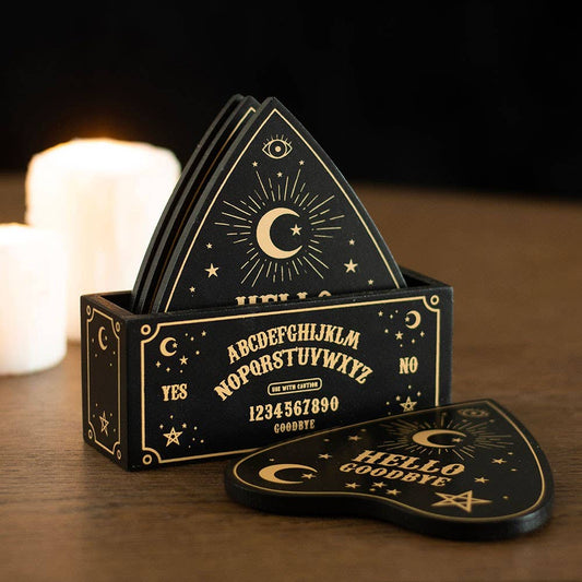 Black Talking Board Planchette Coaster Set