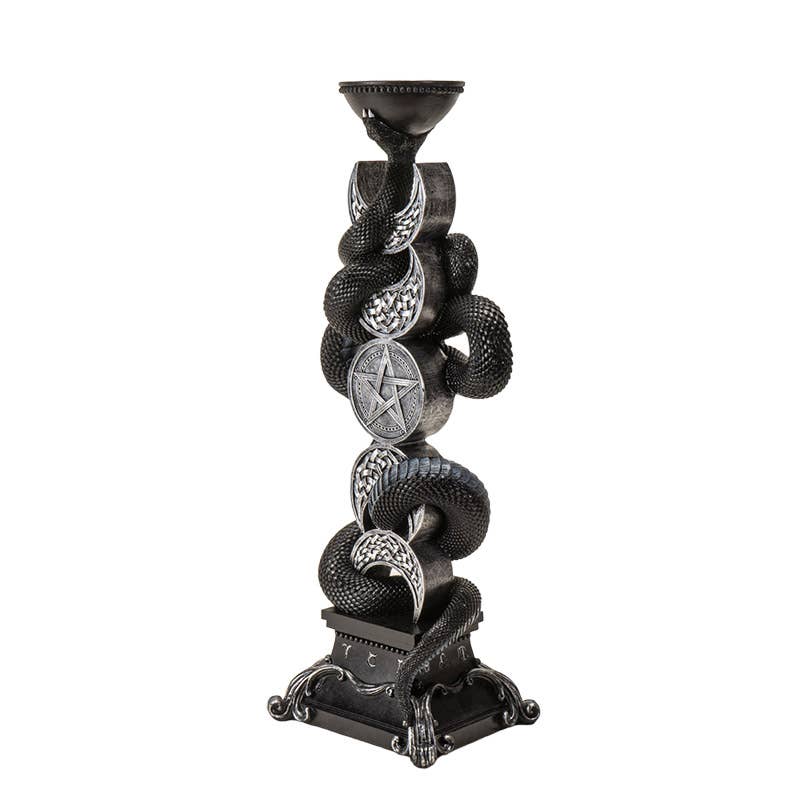 Triple Moon W/Black Serpent Candleholder