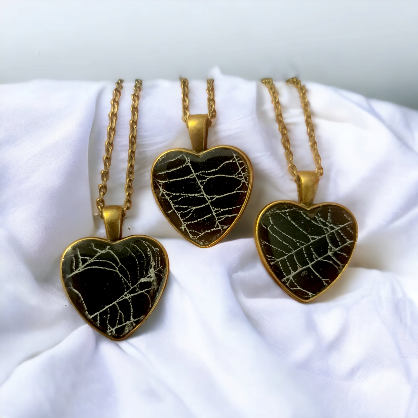 Real Spiderweb Heart Necklace