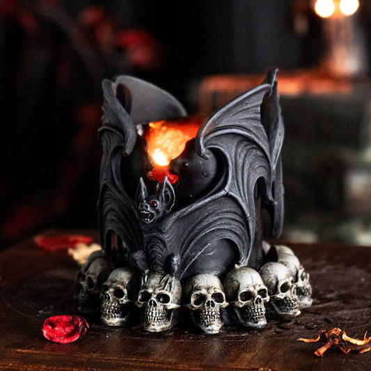 Vampire Bat with Skulls Candle Holder - Bottle Holder