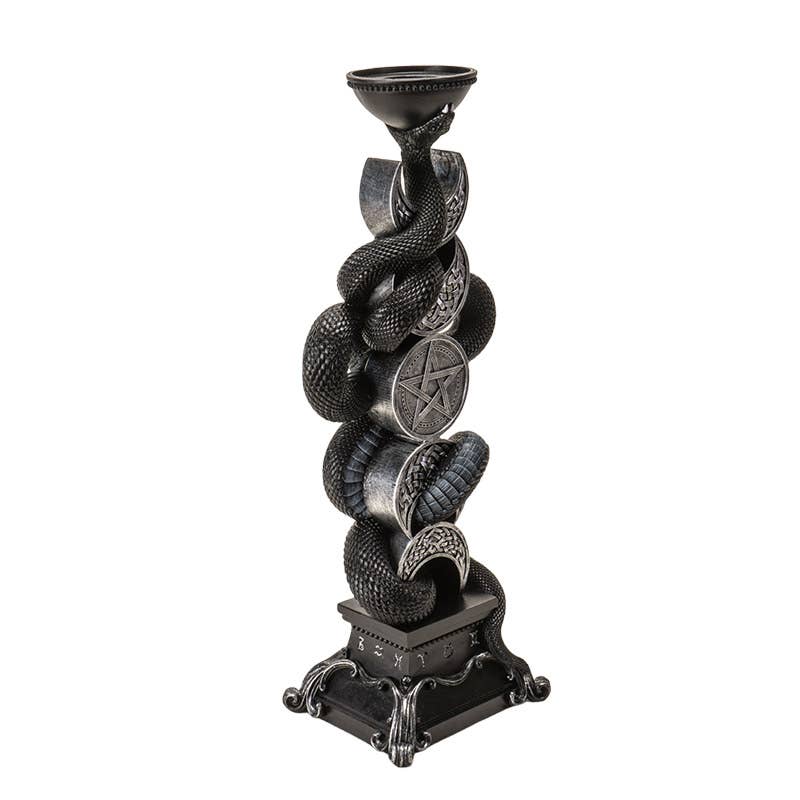 Triple Moon W/Black Serpent Candleholder