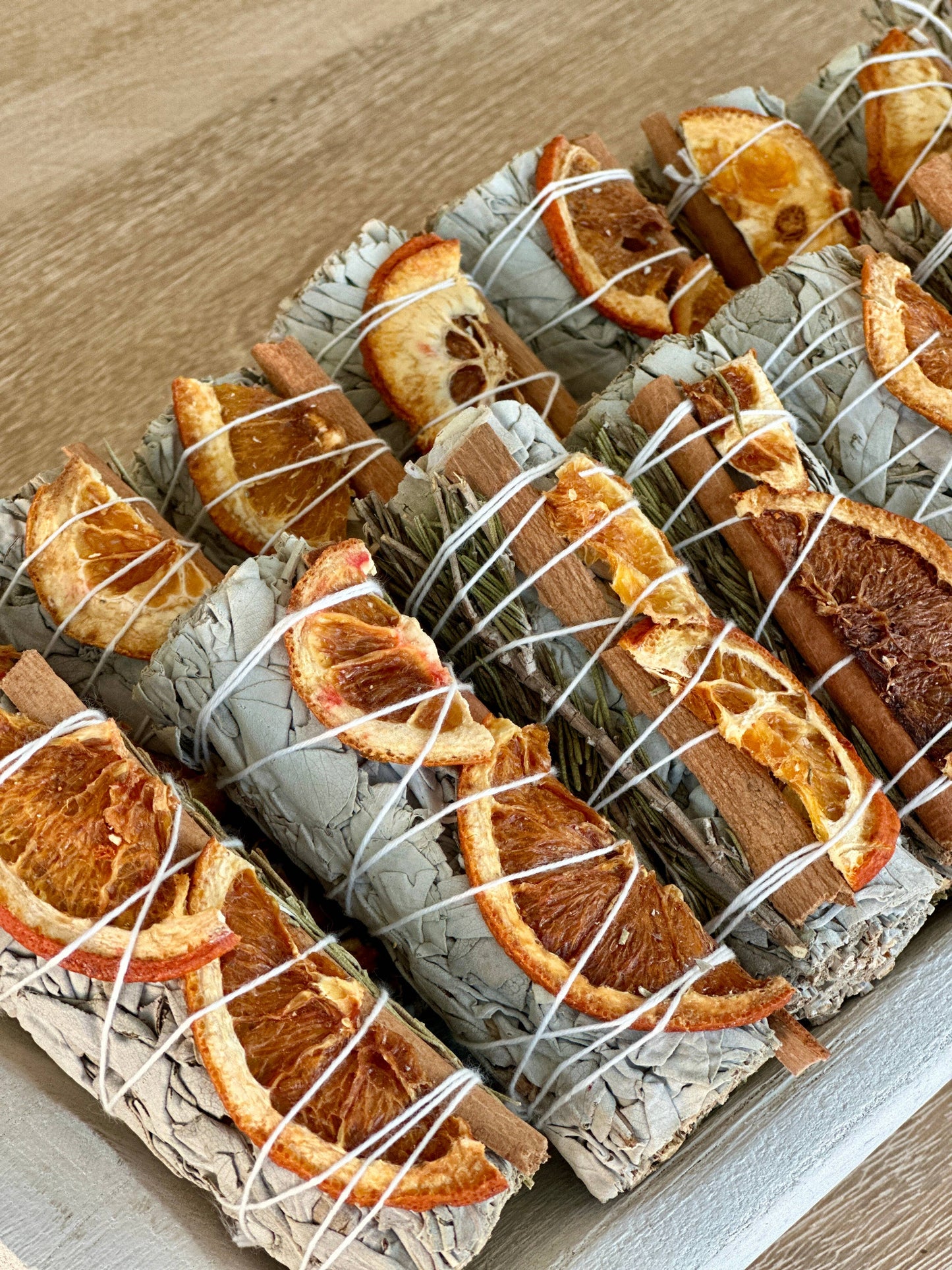 White Sage Sticks Orange Slices, Cinnamon & Rosemary