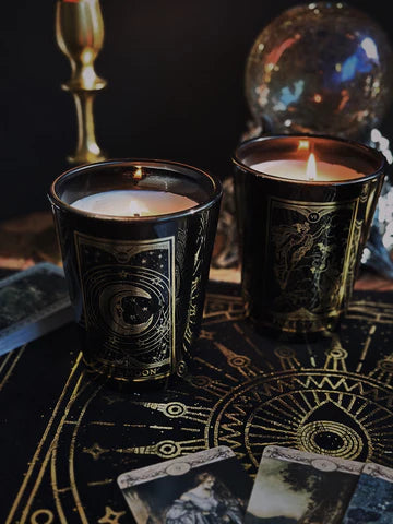 The Moon Tarot Oud Noir Large Glass Candle